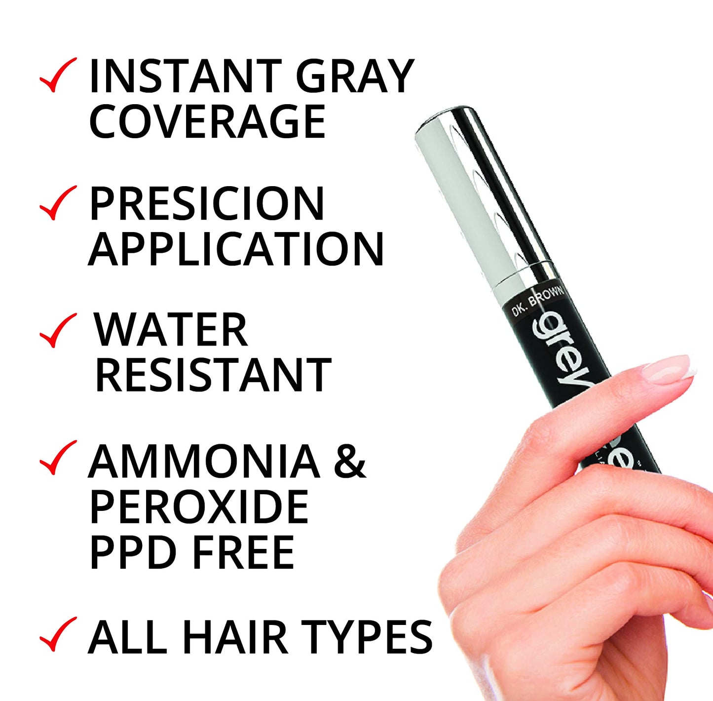 Greyfree Hair Mascara Root Touch-Up for Gray Hair | Precision Hairline Concealer for Brows & Beard | 2 Pack (AUBURN)