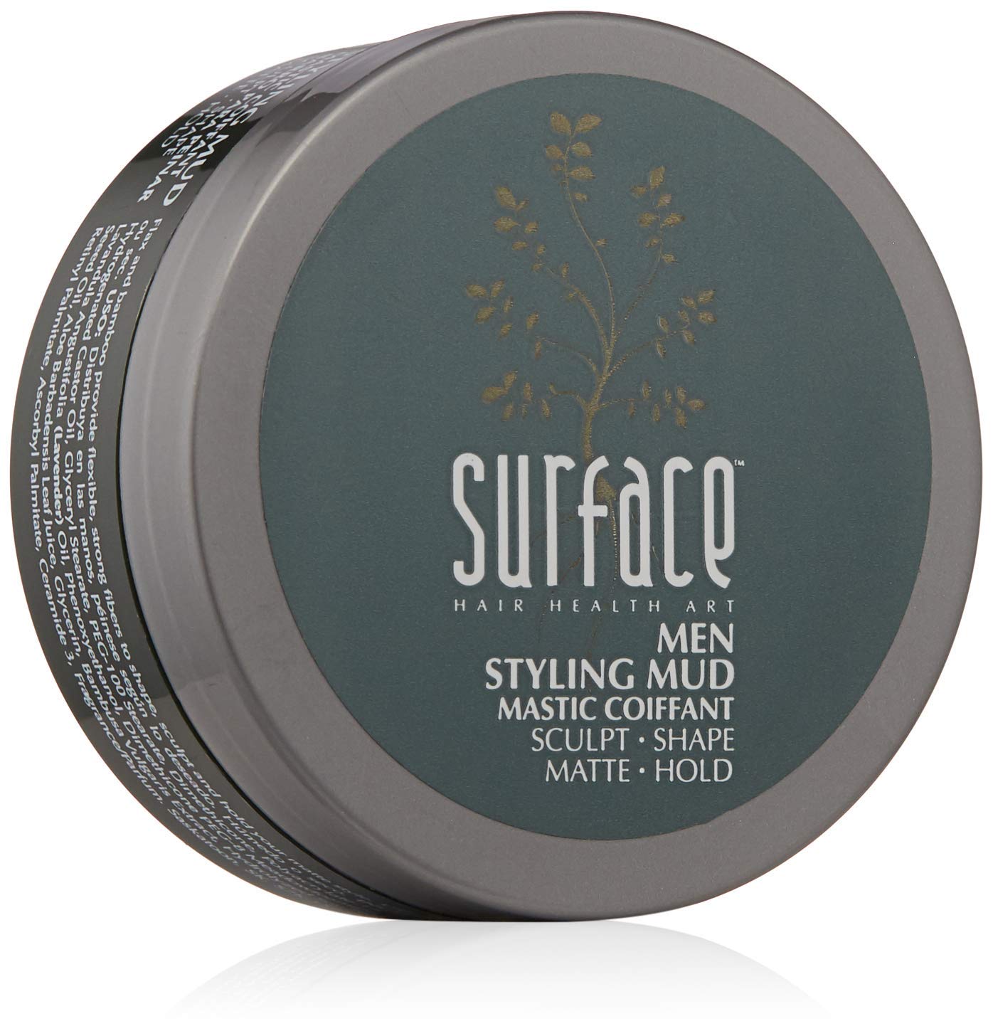 SURFACE Hair Men Styling Mud - Flax and Bamboo Provide Flexible Strong Fibers to Shape Sculpt and Hold Your Matte Style - 2.25 oz