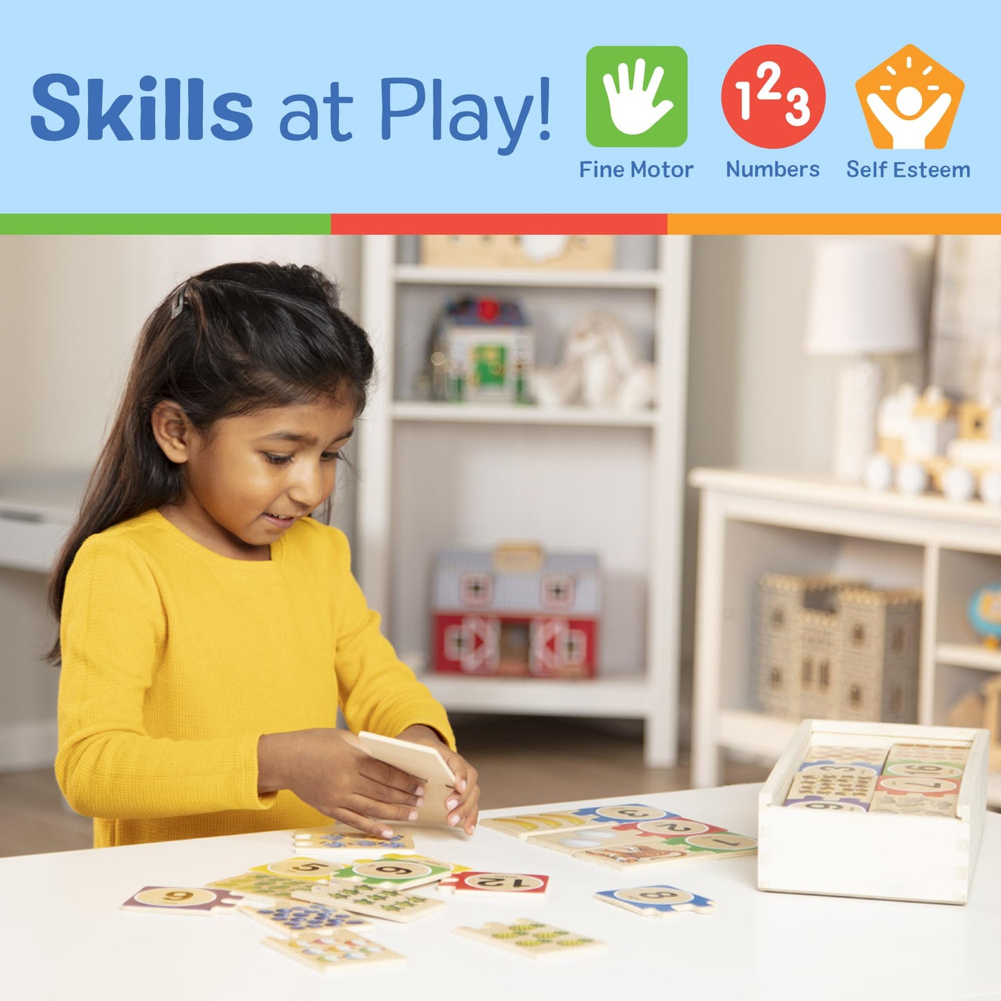 Melissa & Doug Self-Correcting Wooden Number Puzzles with Storage Box (40 pcs)