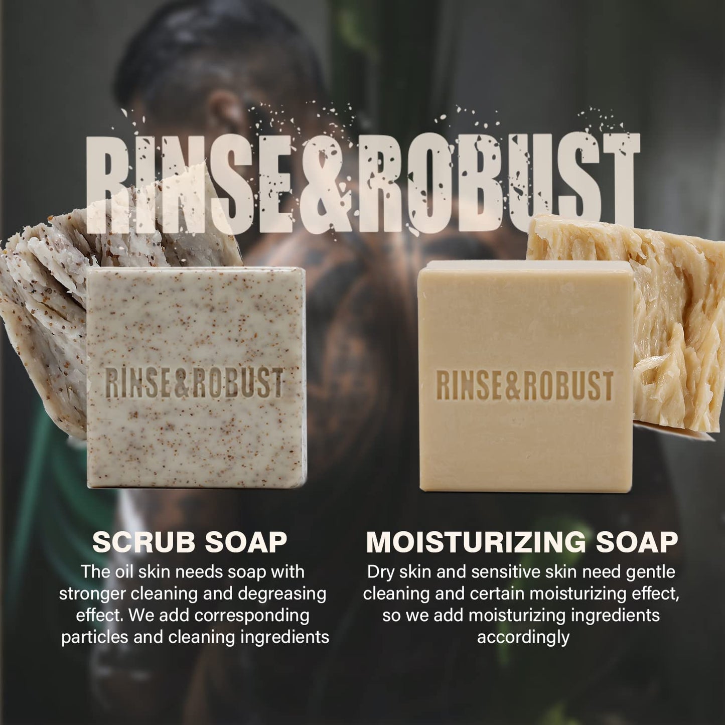 Rinse & Robust Mens Soap Bar Set 6Pcs Natural Cleansing Bar Soap Set Scrub Soap Gift for Men All Skin Type| 6 Different Scents |3.5 oz of 6 Bars