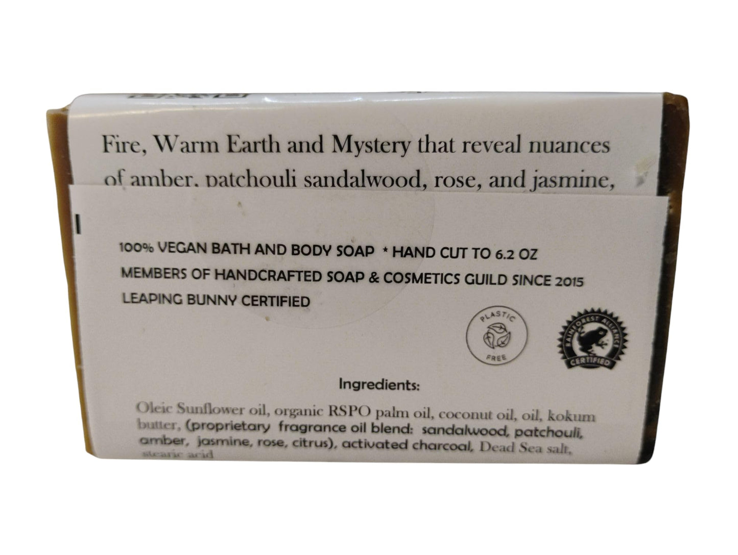 WFG WATERFALL GLEN SOAP COMPANY, LLC, Mistique, sandalwood, patchouli and spices bath soap, body soap, natural vegan soap enriched with kokum butter