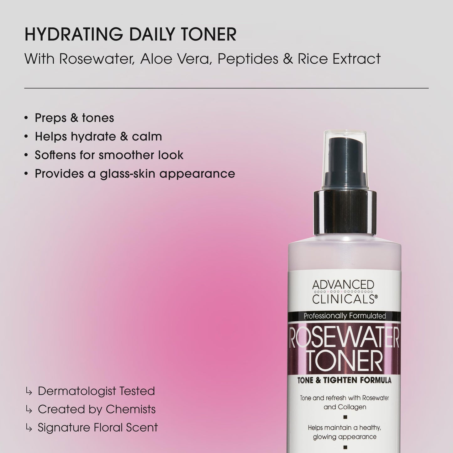 Advanced Clinicals Collagen + Rosewater Facial Mist Toner W/Charcoal & Aloe Vera. Alcohol-Free PH Balancing Formula Detoxifies & Hydrates Skin