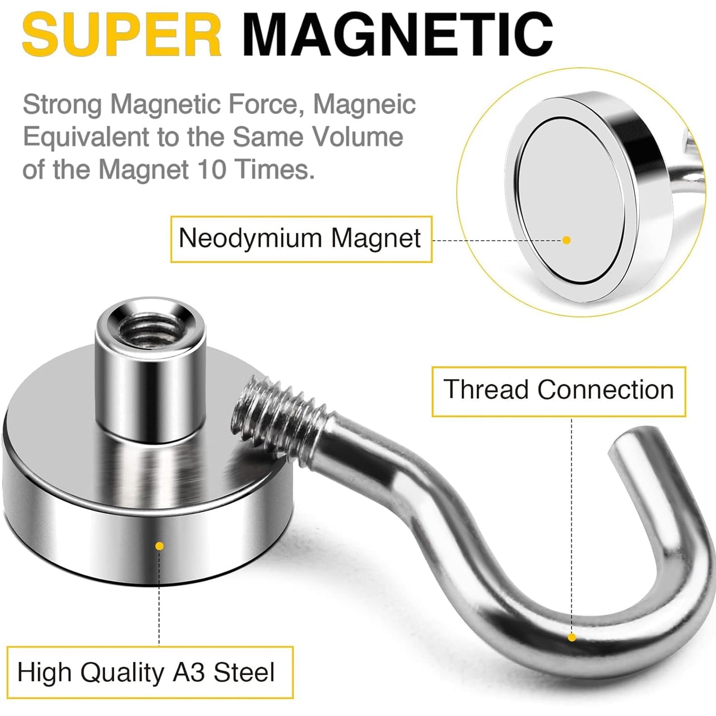 DIYMAG Magnetic Hooks 30lbs+ – Heavy Duty Cruise Cabin & Home Essentials for Hanging, Fridge, Kitchen, Grill – 20 Pack, Silver