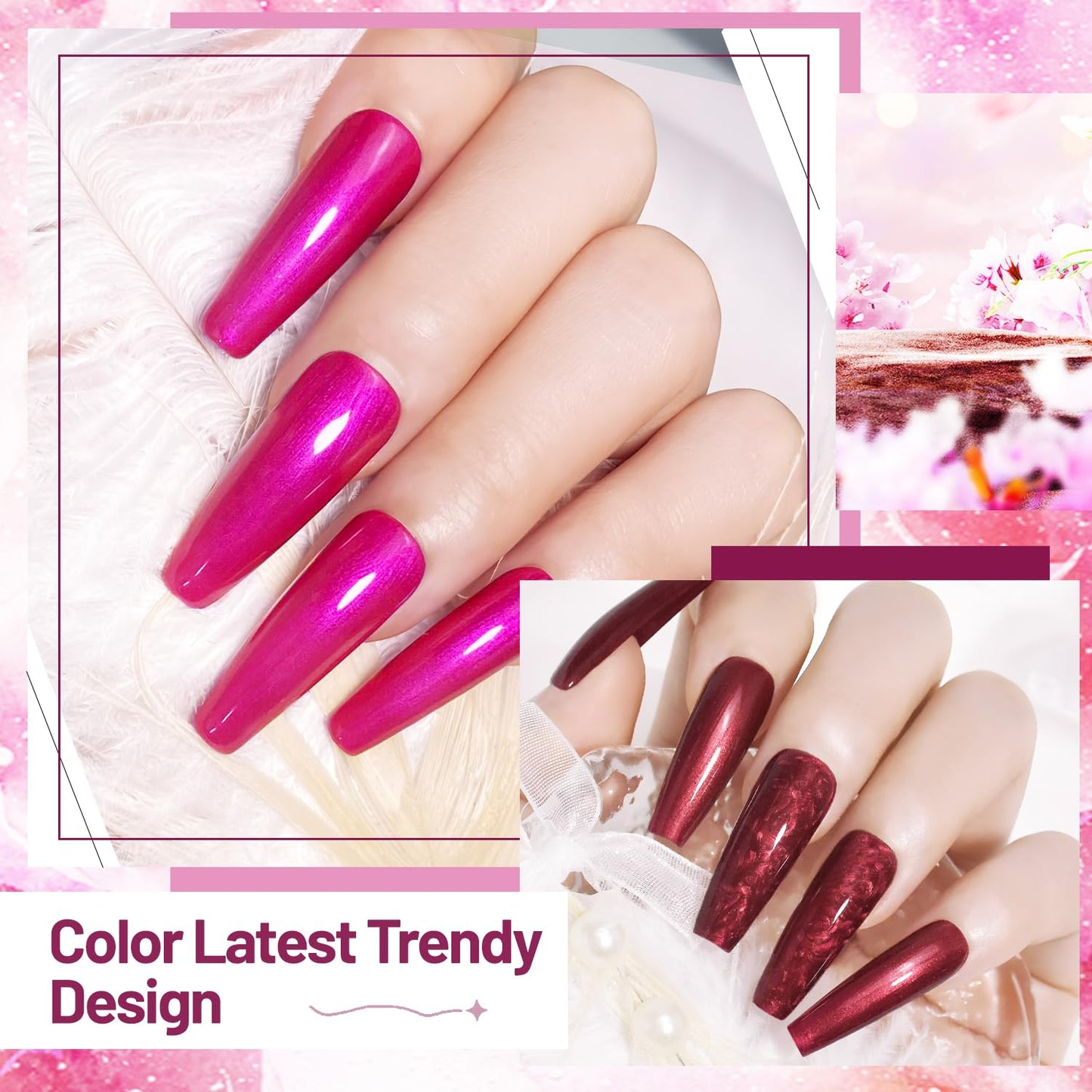 OpenLive 10ml 6 Colors Red Glitter Nail Polish Set Glitter Rose Red Pink Deep Purple Series Nail Polish Gifts for Women Beauty and Personal Care OpenLive