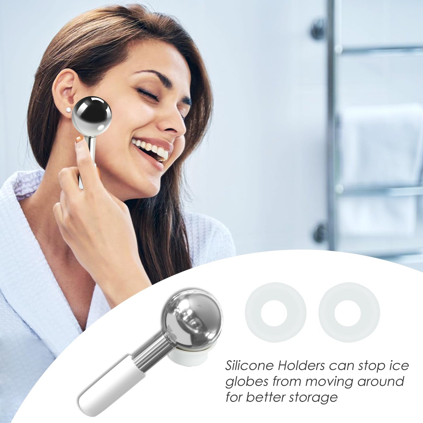 Lazzybeauty Rotating Stainless Steel Ice Globes – Unbreakable Facial Massage Balls for Face, Neck & Eyes | Cooling Cryo Sticks for Dark Circles & Anti-Aging