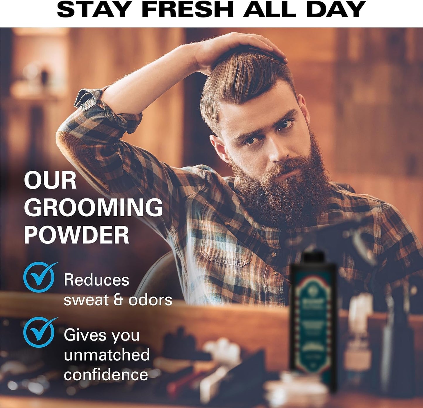 Bump Patrol Barber Pro Grooming Powder - Talc Free Hair and Body Powder for Men, Protects Against Sweat, Odor, and Chafing From Head to Toe for All