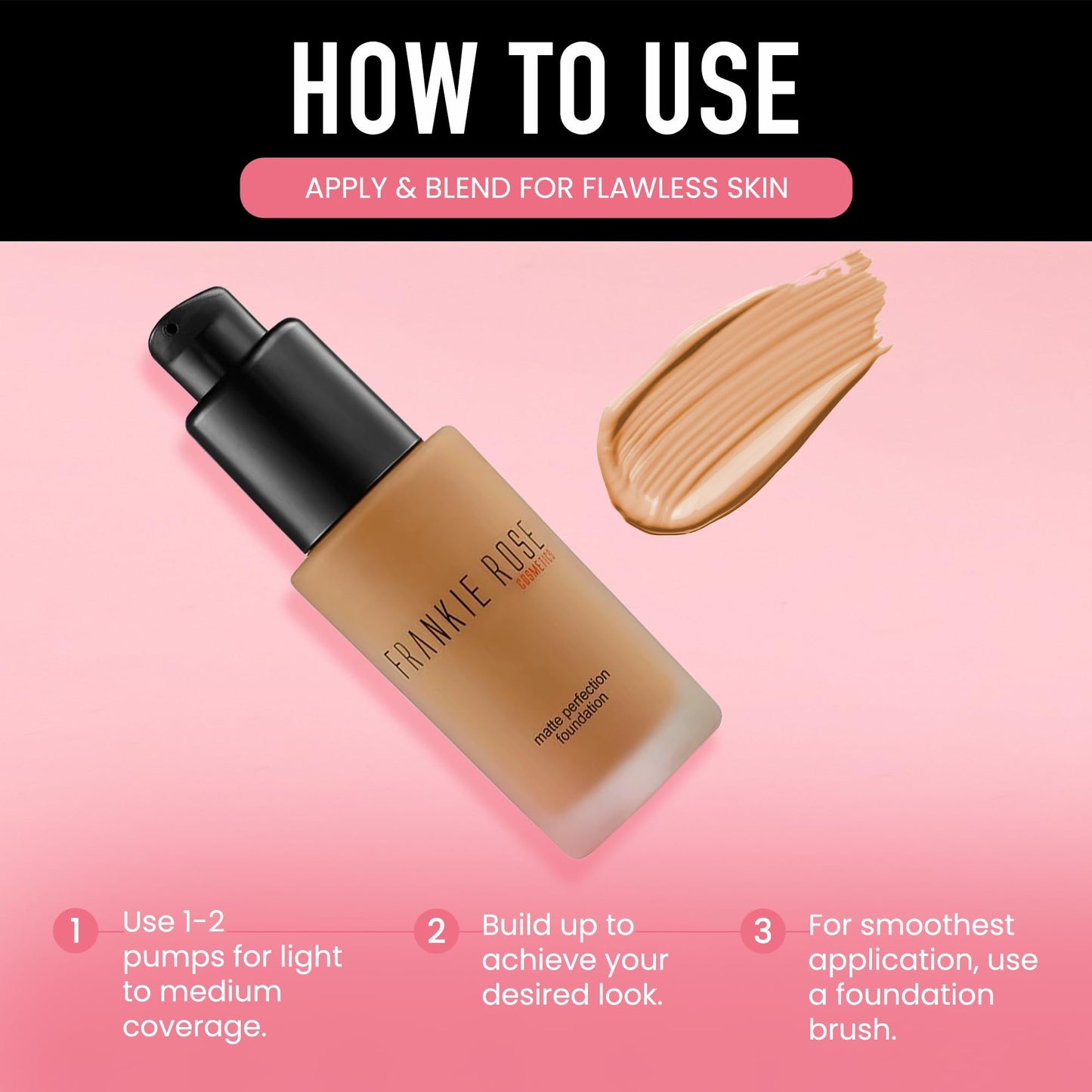 Frankie Rose Cosmetics Matte Perfection Foundation Makeup - Long-Lasting, Hydrating Foundation for Semi-Matte Finish - Foundation Full Coverage