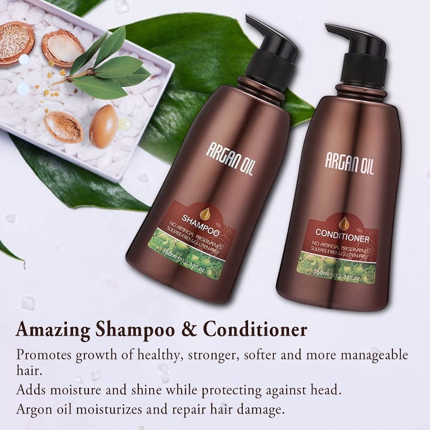 Moroccan Argan Oil Shampoo and Conditioner Sets with Hair Mask, Color Safe Smooth Add Shine Hair Treatment, UV Protection, Intense Moisturizing