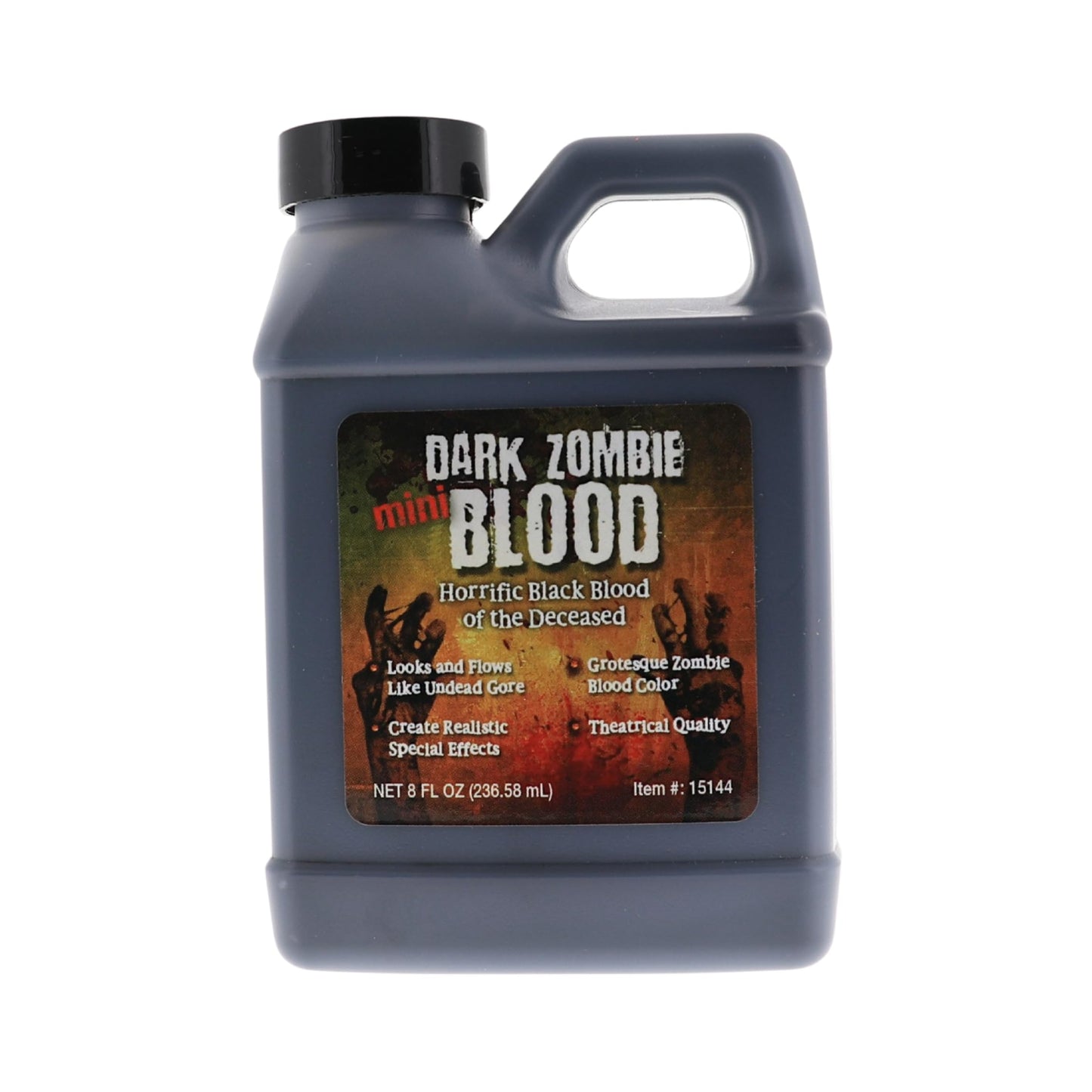 Dark Zombie Blood - 8 fl oz Bottle Ultra-Realistic Black Fake Blood for Halloween, Cosplay, Horror Makeup & SFX - Washable, Long-Lasting Formula
