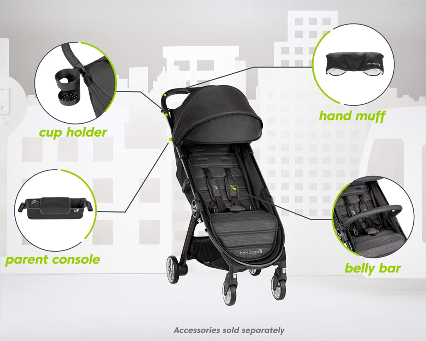 Baby Jogger/Graco Car Seat Adapters - Only for City Tour 2 Single Stroller Black