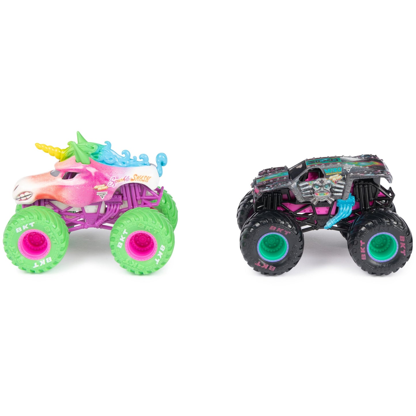 Monster Jam Nitro Neon 1:64 Scale Die-Cast Trucks – Sparkle Smash vs Max-D, Official Monster Trucks Toys for Kids Ages 3+
