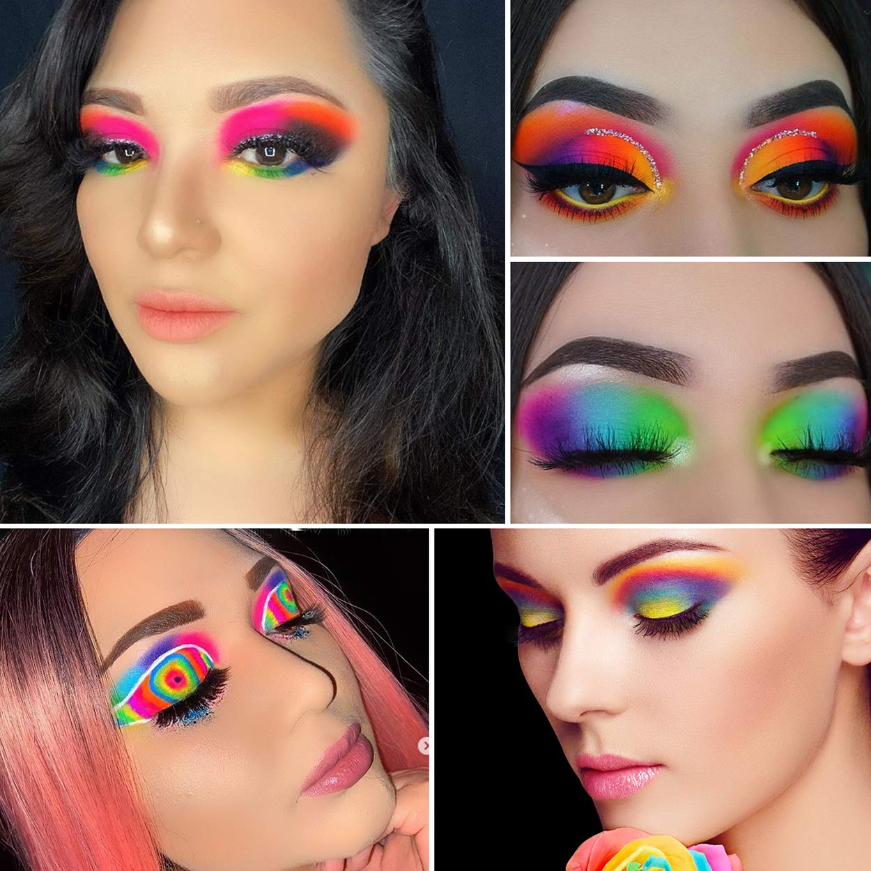 Afflano Rainbow Eyeshadow Palette Matte Shimmer Pressed Glitter, Pigmented Colorful Eye Shadow Pallets, Pink Red Orange Yellow Green Blue Purple 35