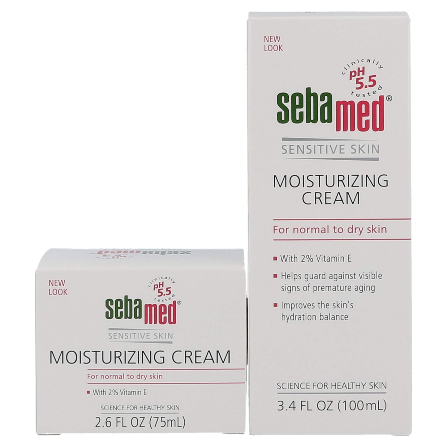 SEBAMED Moisturizing Face Cream 2.6 Fluid Ounces (75mL) and Moisturizing Face Cream with Pump 3.4 Fluid Ounces (100mL) Vitamin E pH 5.5 Dermatologist