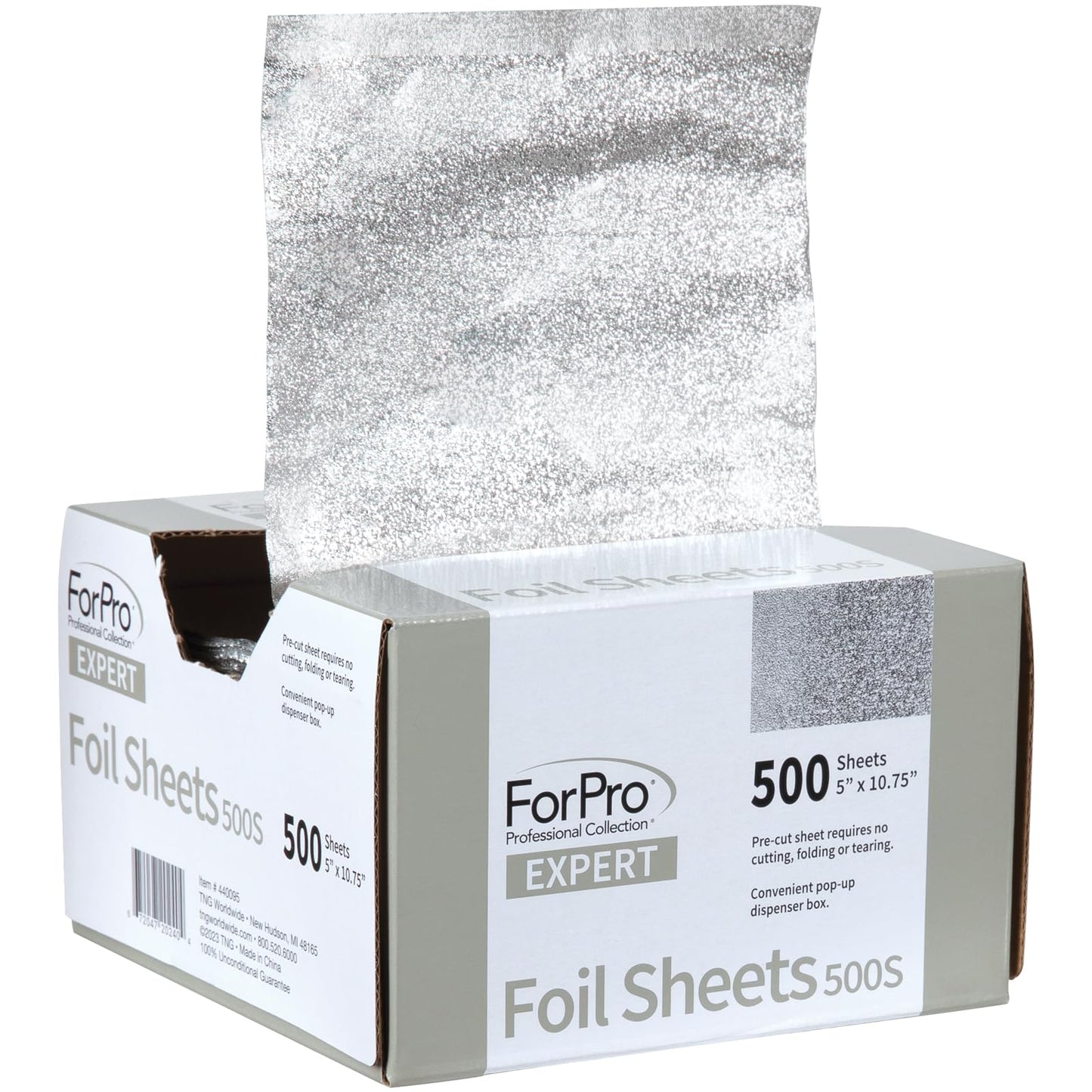 ForPro Professional Collection Expert Embossed Foil Sheets 500S, Aluminum Foil, Pop-Up Foil Dispenser, Hair Foils for Color Application