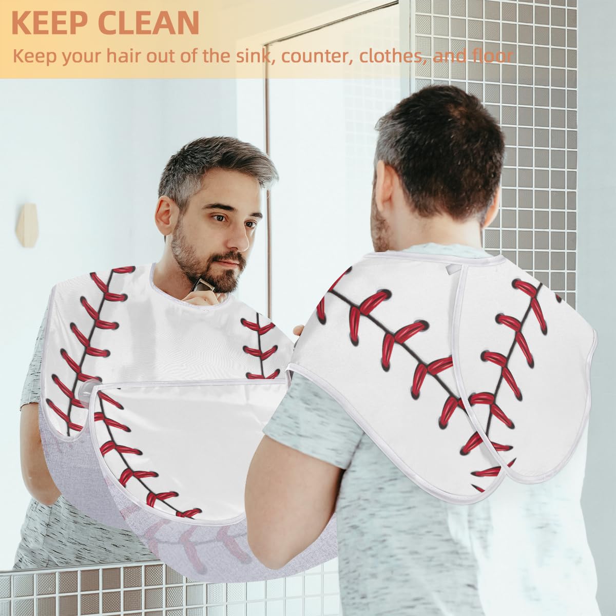 Hsnar Baseball Sport Print Beard Apron Gifts for Men Beard Trimming Catcher Bib Non-Stick Beard Cape for Shaving and Trimming Beauty and Personal Care Hsnar