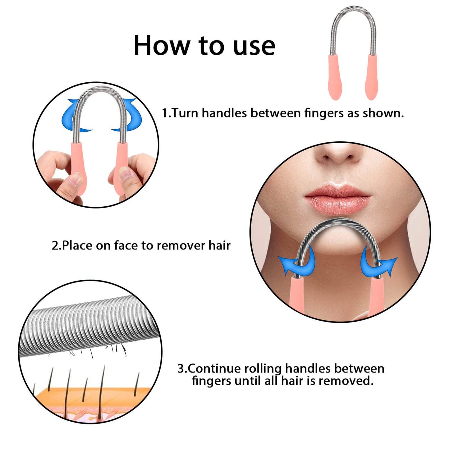 Spring Hair Remover Skin Hair Exfoliator Hair Removal Spring Professional Women Threading Hair Epilator for Upper Lip Chin Cheeks Beauty and Personal Care Dioche