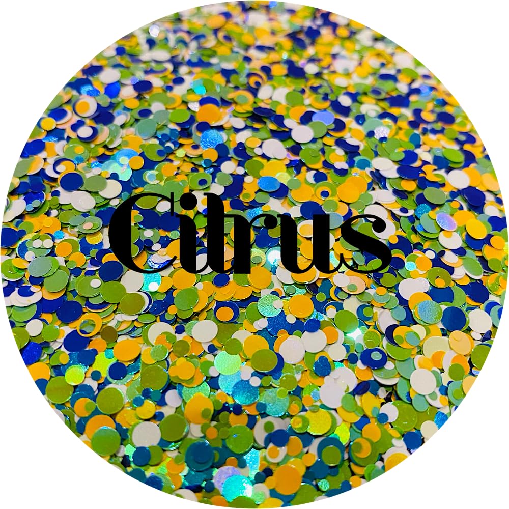 Green Yellow Dots Polyester Glitter | Craft Glitter | Glitter for Arts & Crafts | Tumblers | Cosmetics | Nails | Epoxy Resin Art | Slime | DIY | Body