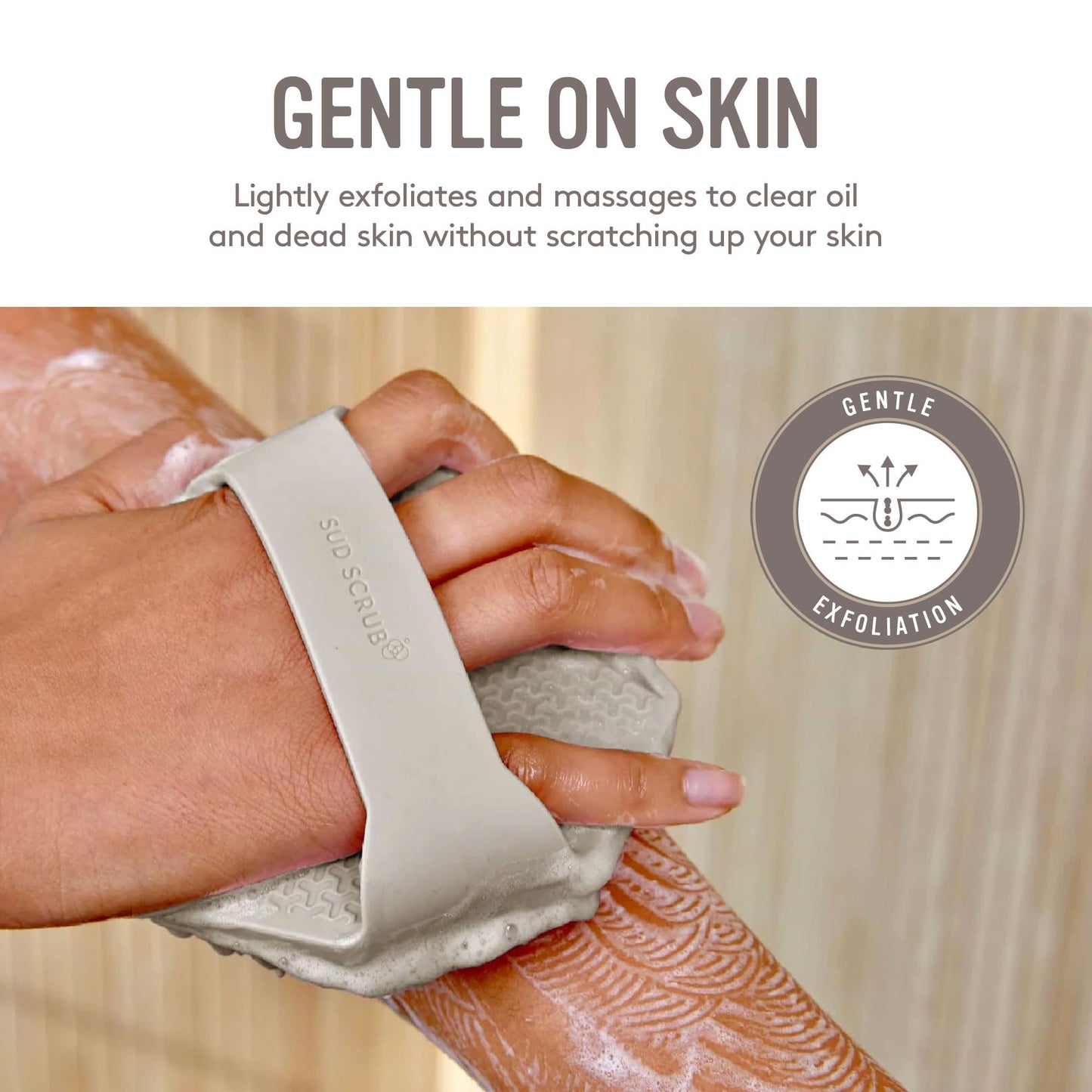 Sud Scrub® Antimicrobial Silicone Body Scrubber, Exfoliating Body Scrubber for Sensitive Skin, Eco Friendly Shower Scrubber for Body, Silicone Body