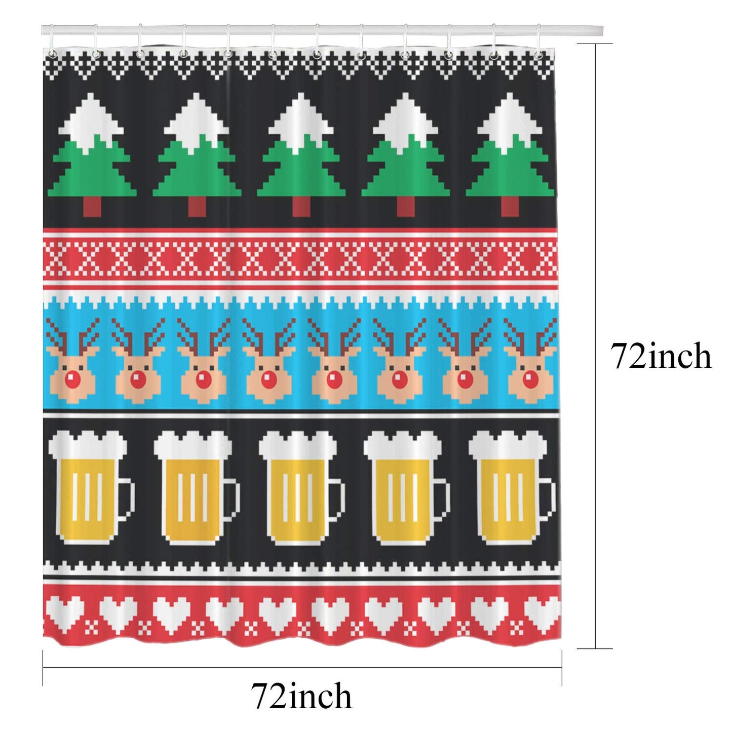 Batmerry Christmas Trees Beer Decorative Shower Curtain, Nordic Sweater Pattern, Cute Long Wide Shower Curtain for Bathroom Farmhouse Bathtub…