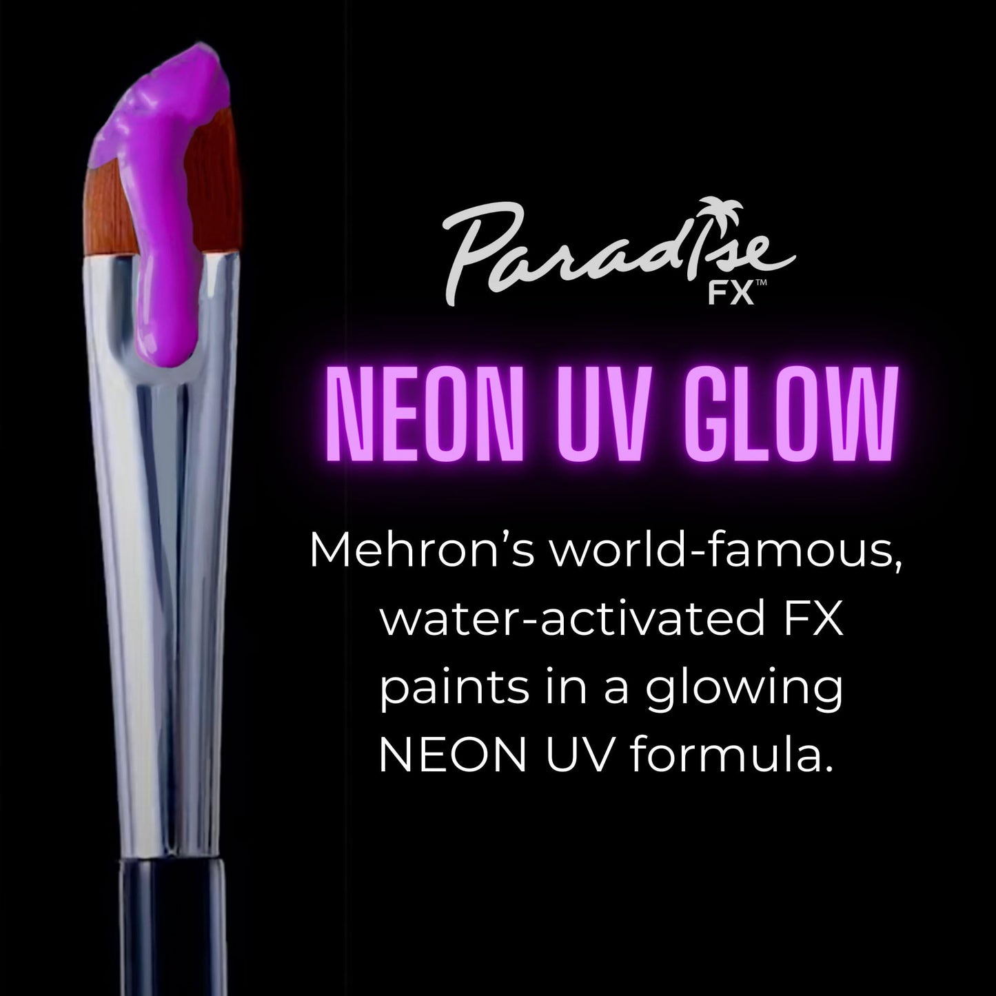 Mehron Paradise FX UV Neon Glow - Nebula - Neon Purple/Purple UV 0.25 oz | Pro Water-Activated Shimmer Paint for Raves, Costumes, SFX, Halloween