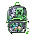 Minecraft Creeper 16 Inch Kids Backpack with Lunch Bag