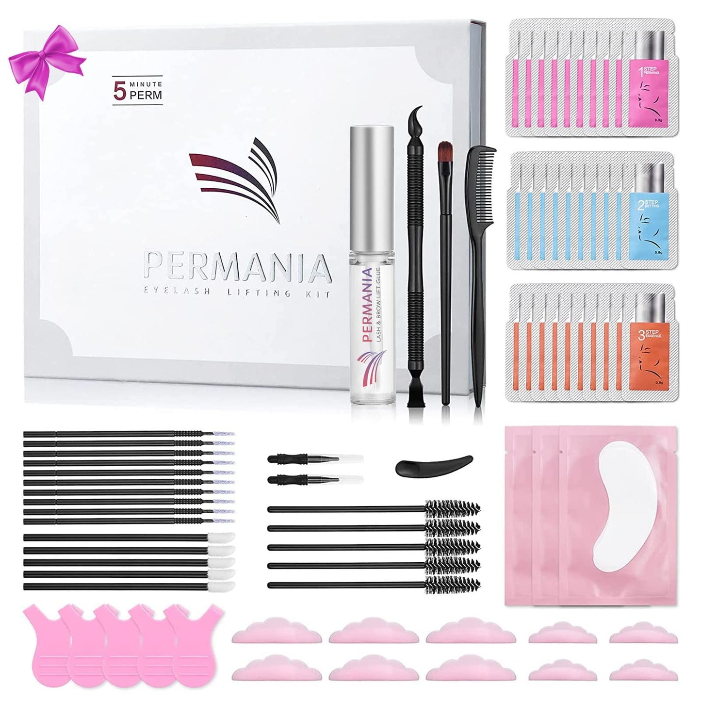 PERMANIA Lash Lift Kit, Lash Perm Kit, Fast Eyelash Lifting 5 Minutes DIY at Home with Strong Glue Disposable Sachet Lash Lifting Kit Last 6 Weeks