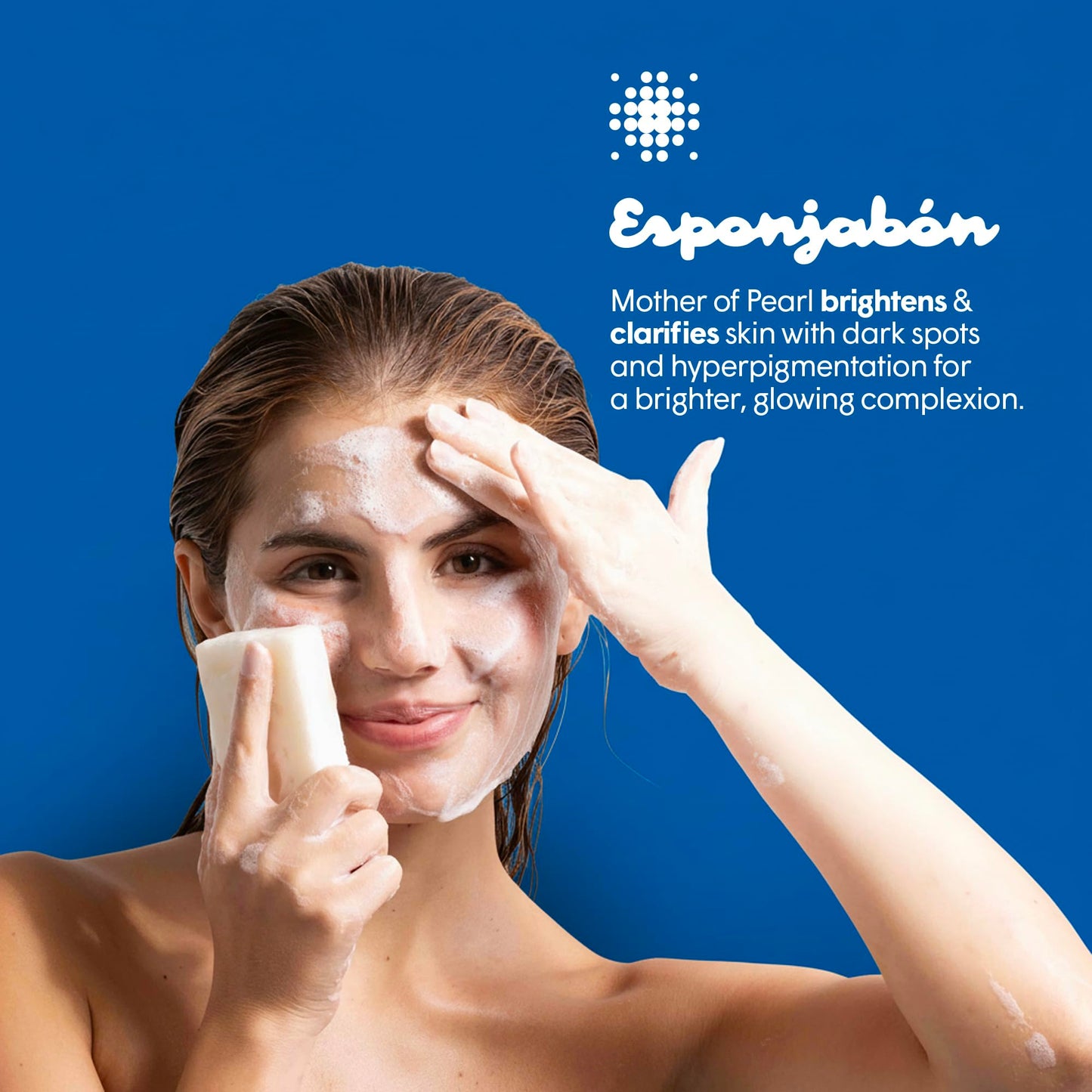 EsponJabon Mother of Pearl, Lightening Effect, Sponge Inside, Soap Outside, Multifunctional