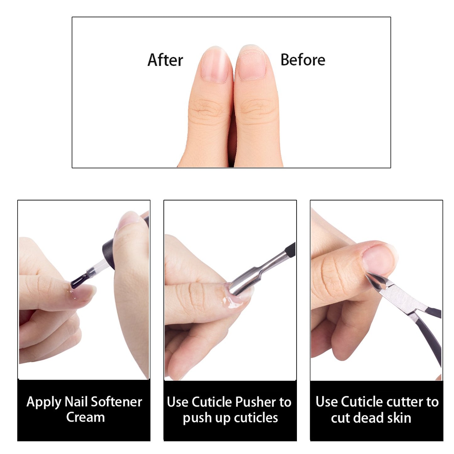 Ejiubas Cuticle Trimmer with Cuticle Pusher Cuticle Nipper Professional Grade Stainless Steel Cuticle Remover Cutter Clipper Durable Pedicure Manicure