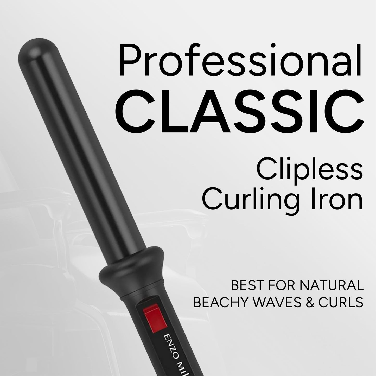 ENZO Milano 25mm (1 Inch) Analog Clipless Ceramic Curling Iron / Curling Wand