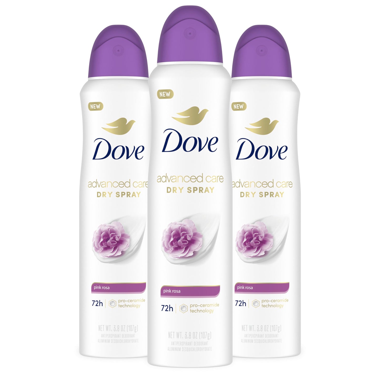 Dove Advanced Care Antiperspirant & Deodorant Spray Pink Rosa, 3 count, 72 hr Protection, 3.8 oz Beauty and Personal Care Dove