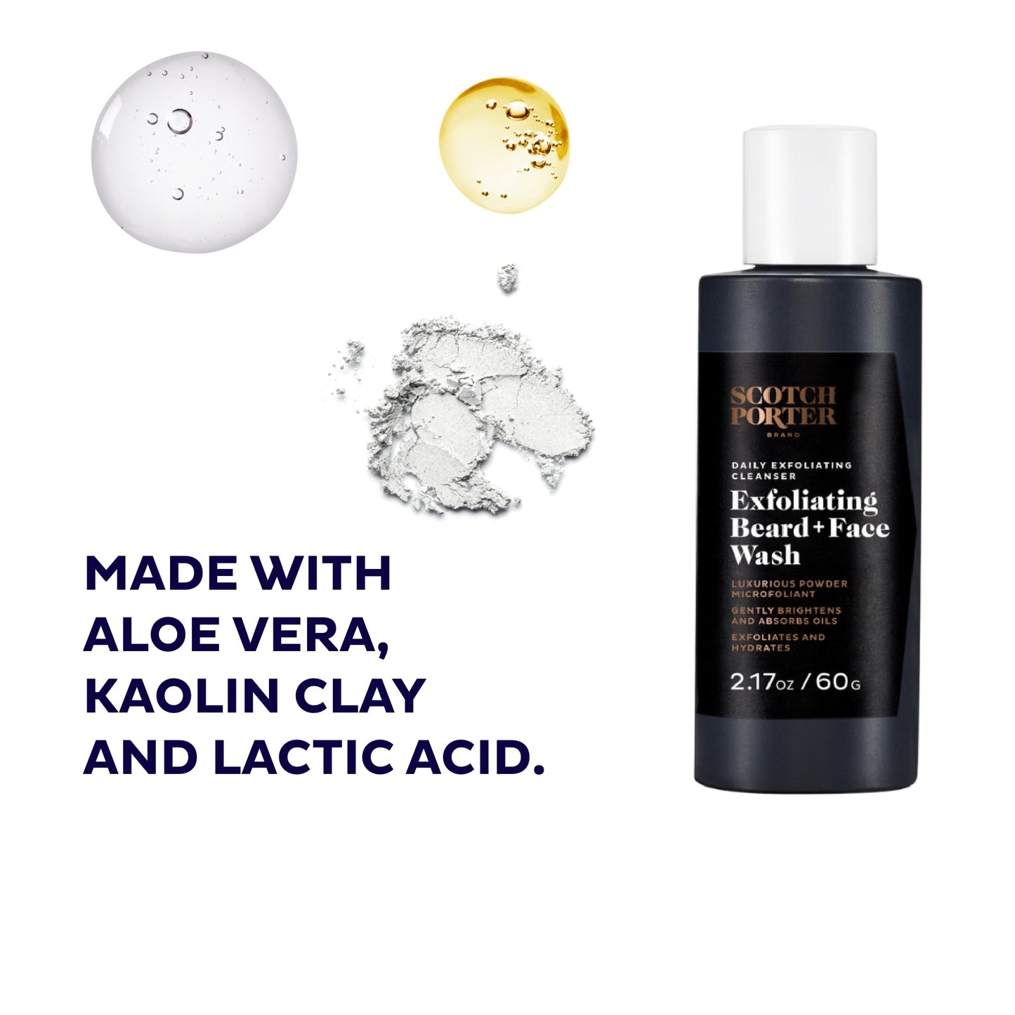 Scotch Porter Exfoliating Beard Wash & Face Cleanser for Men, Travel Friendly | Formulated with Non-Toxic Ingredients, Free of Parabens, Sulfates