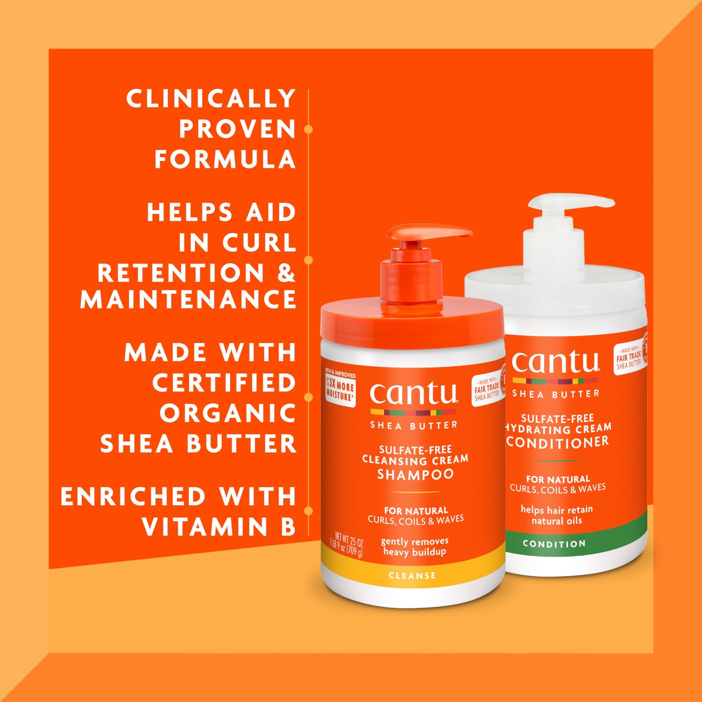 Cantu Shampoo & Conditioner with Shea Butter for Natural Hair, 25 fl oz (Pack of 2)