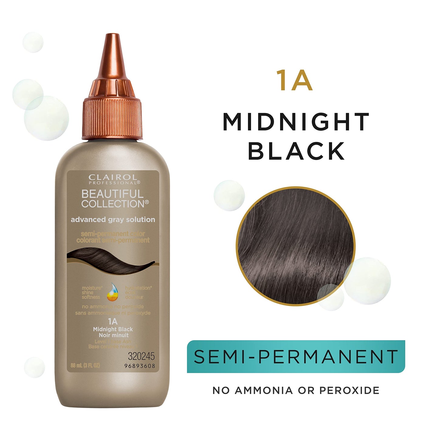 Clairol Professional Beautiful Collection Advanced Gray Solutions, 1A Midnight Black, 3 oz. - Packaging May Vary