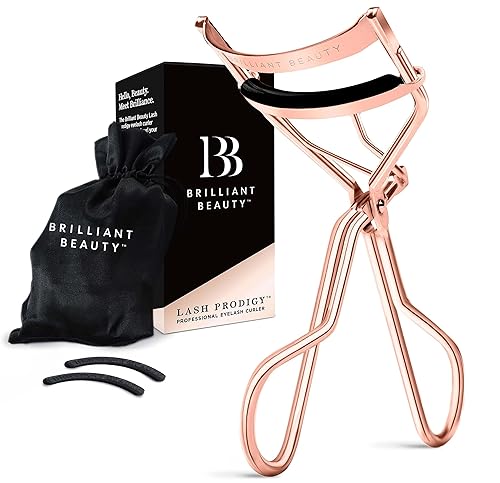 Brilliant Beauty Eyelash Curler with Satin Bag & Refill Pads - Award Winning - No Pinching, Just Dramatically Curled Eyelashes for a Lash Lift