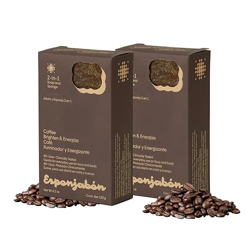 T.Taio Coffee Esponjabon Soap Sponge - Cleansing Shower Scrubber - Cleaning Bath Wash Scrub - Oil Removal - Massage & Lather Foot, Elbow, & Face