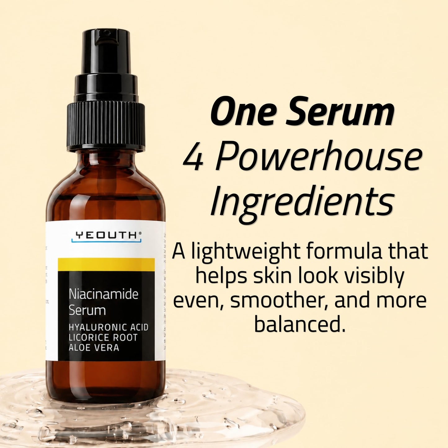 YEOUTH Niacinamide Serum for Face 10% with Hyaluronic Acid and Aloe Vera, Hydrating B3 Skin Care Face Serum for Women and Men, Hydrating Skincare Beauty & Personal Care YEOUTH