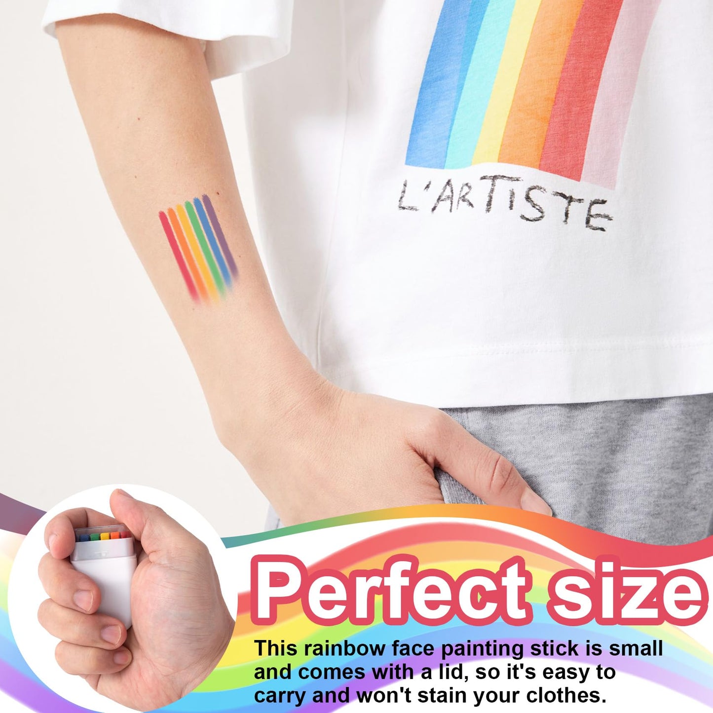 SmallCat 4pcs Pride Face Paint Sticks, Rainbow Face Paint Markers for Gay, Face Paint Crayons, Festival Rainbow Makeup for Face, Body, Women, Men