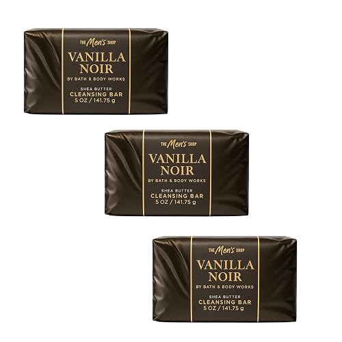 Bath & Body Works Vanilla Noir Shea Butter Cleansing Bar - 3 Pack - Vanilla Bean, Amber & Sandalwood Scent - 5 oz Each