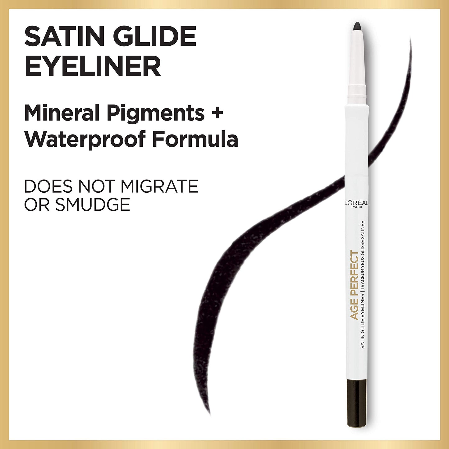 L’Oréal Paris Age Perfect Satin Glide Eyeliner with Mineral Pigments, Black