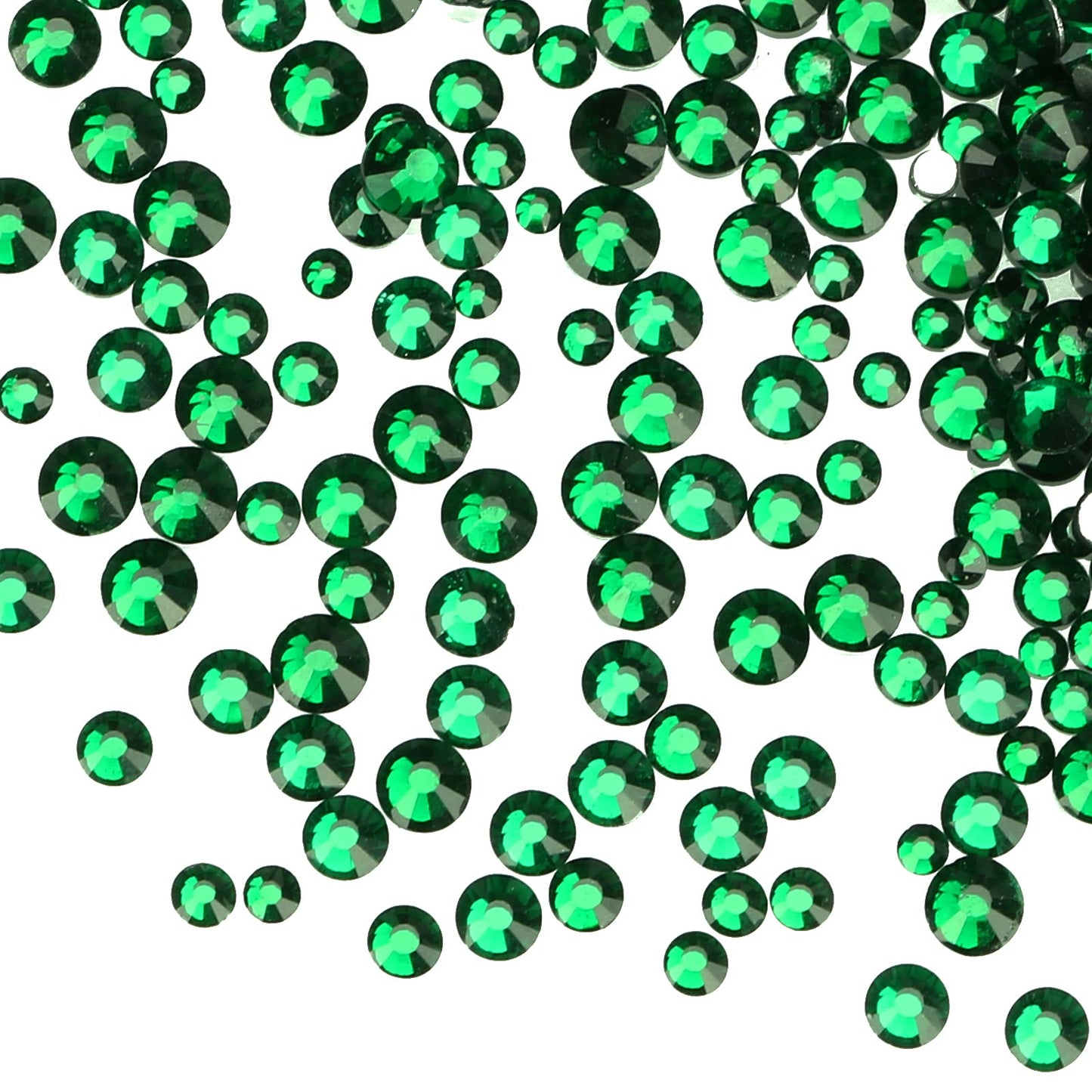 Jollin 3456pcs Flatback Rhinestones Glass Charms Diamantes Gems Stones for Nail Art 6 Size ss4~ss12 Dark Green