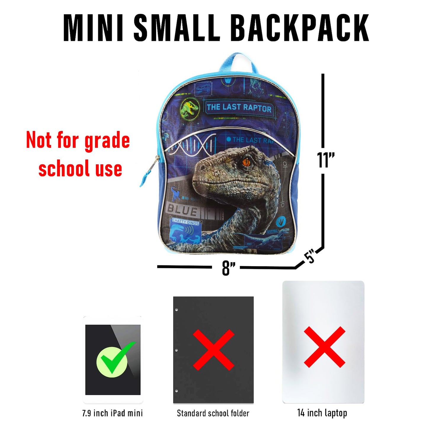 Jurassic World 11" Mini Backpack, Blue, One_Size (JUMIN)