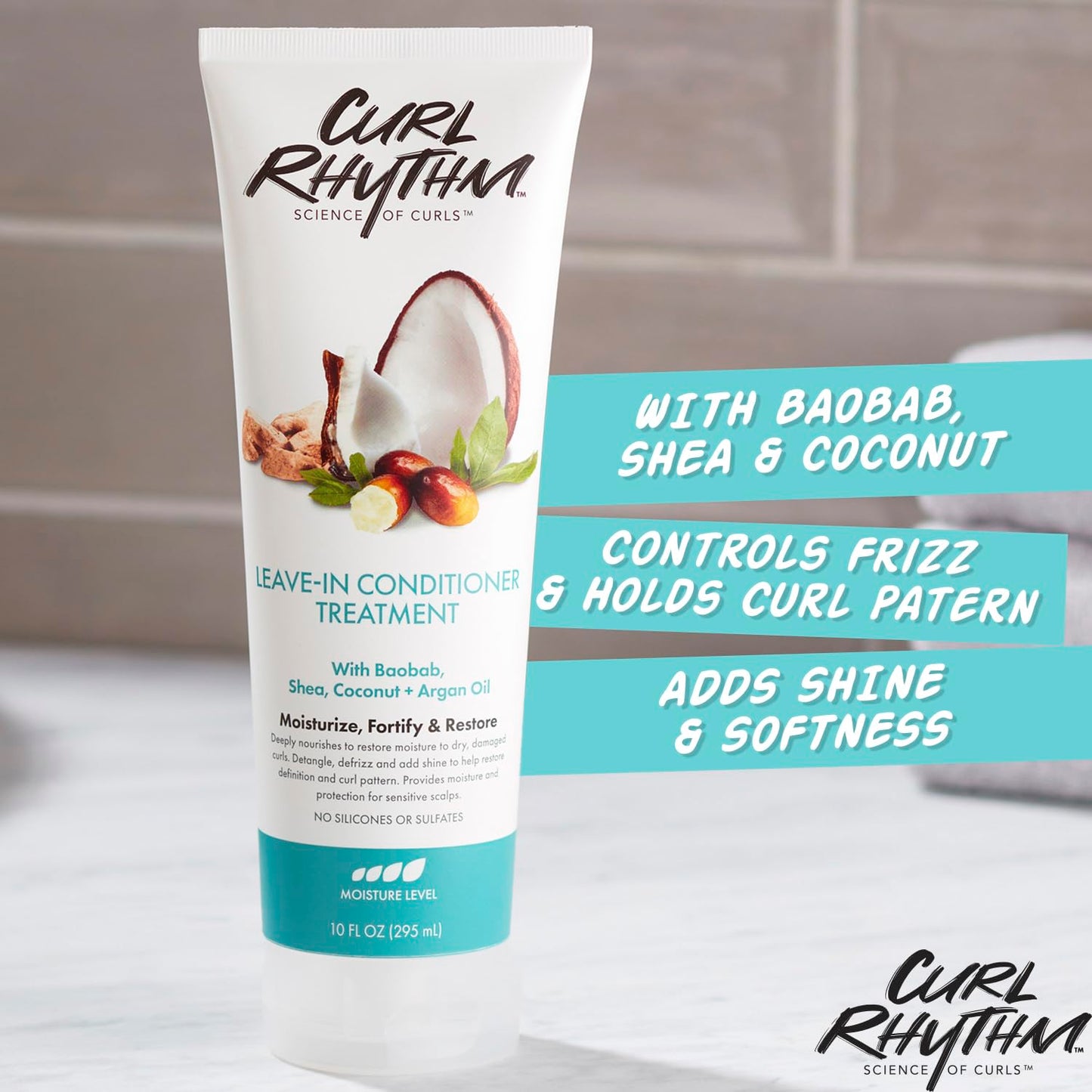 Curl Rhythm Leave-in Conditioner Treatment - Leave-in Conditioner for Curly Hair - Hair Conditioner with Shea, Coconut, and Argan Oil - 10 oz