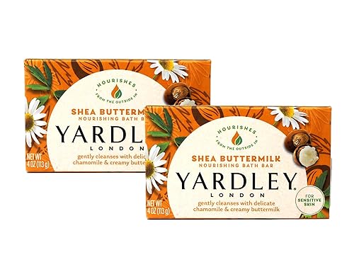 Yardley London Sensitive Skin Shea Buttermilk Bar Soap, 4.0 oz (Pack of 2)