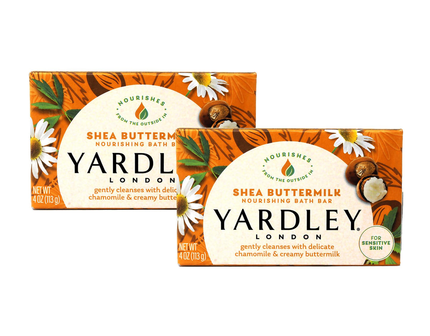 Yardley London Sensitive Skin Shea Buttermilk Bar Soap, 4.0 oz (Pack of 2)