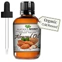 Mayan's Secret - 100% Organic Sweet Almond Oil for Skin Hair, Face - Cold Pressed Pure Almond Essential Oil (4 fl. oz.)