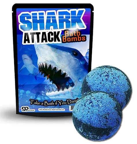Shark Attack Bath Bombs - Cool Bath Bombs for Kids - Fun Bath Fizzers for Boys - XL Black and Blue Bath Bombs