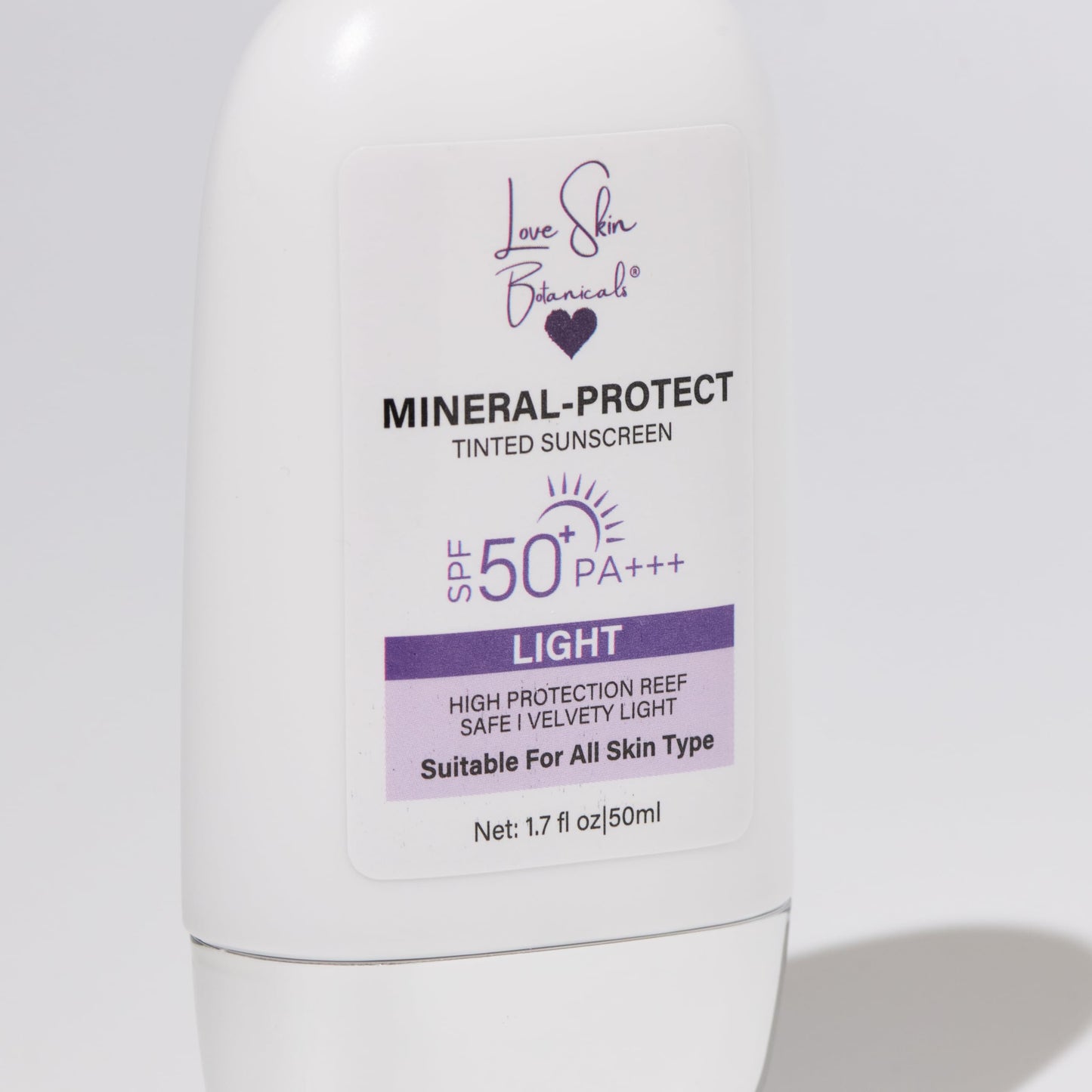 Love Skin Botanicals Mineral Protect Tinted Sunscreen SPF 50 PA+++ - Light Tint | 100% Mineral, Reef-Safe, Chemical-Free, Unscented, Daily Face