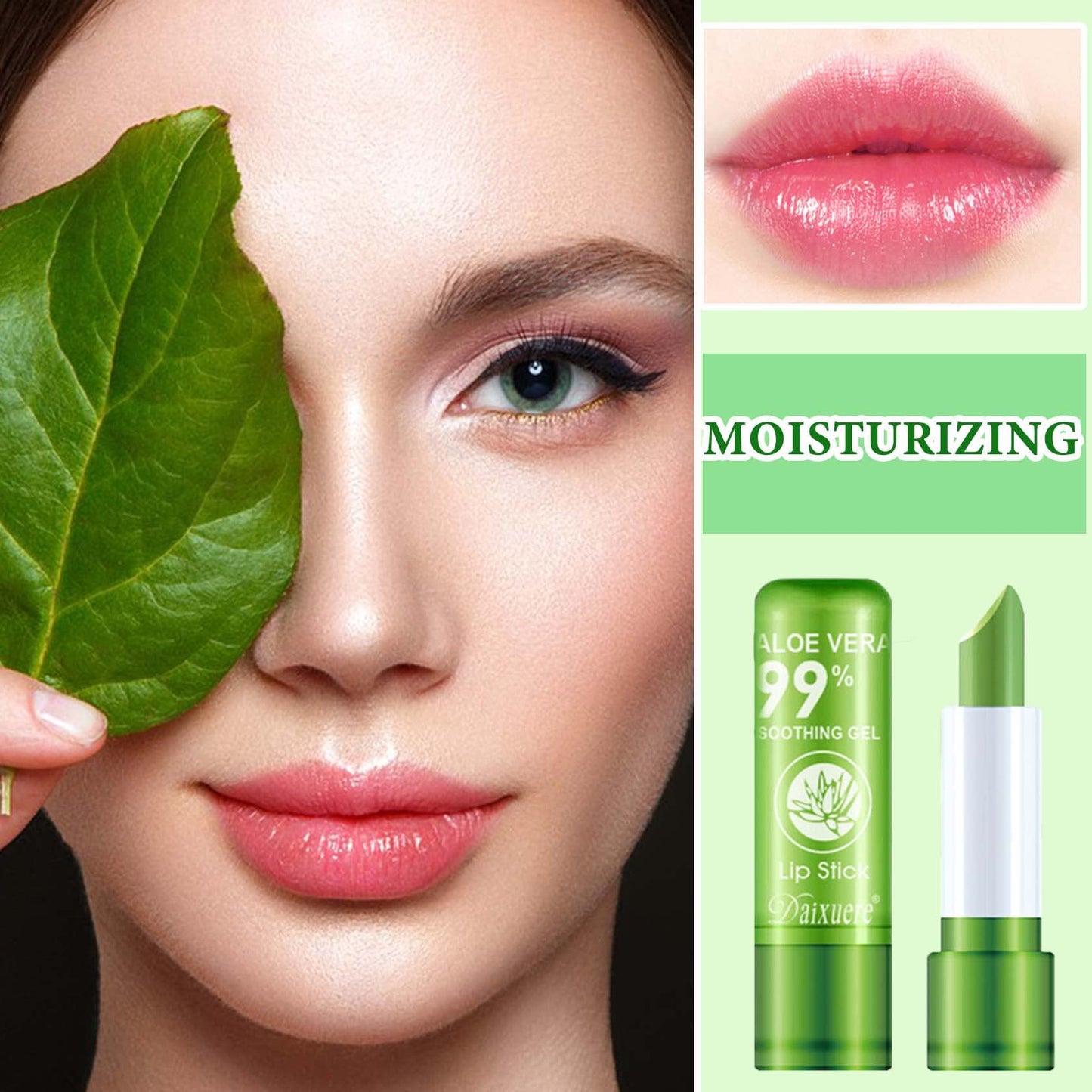WENJLYJ 4 PCS Aloe Vera Lipstick,Magic Temperature Color Changing Lip Gloss Set,Long-lasting Nutritious Waterproof Lip Balm Moisturizing Lipstick Lip