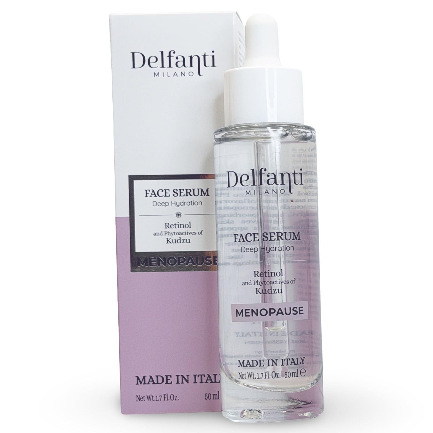 Delfanti Milano • MENOPAUSE • Face Serum • Deep Hydration • Retinol and Phytoactives of KudzuC • Made in Italy • 1.7 oz
