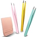 Winiw Tweezers Set - Professional Eyebrow Tweezer for Women Facial Hair - Great Precision Tweezers for Plucker, Splinter and Ingrown Hair Removal (3